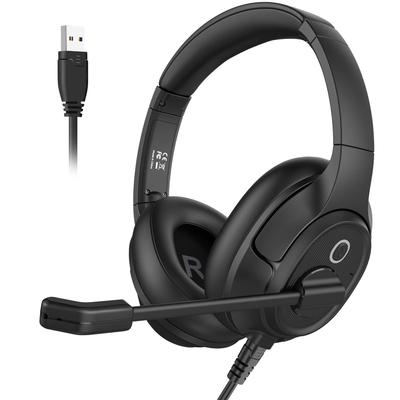EKSA USB Call Noise Equipped with PC Headset with Busy Mute Hand Web Remote Home Voice Wired Headphones for Black Headset, Connection, Reduction,