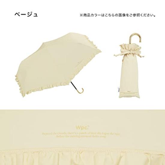Folding Umbrella with Feminine Continuous Water Suitable for Sun and Model [2022] Wpc. Women's Frills, Beige, 50cm, Repellent, Rain, 6181-212