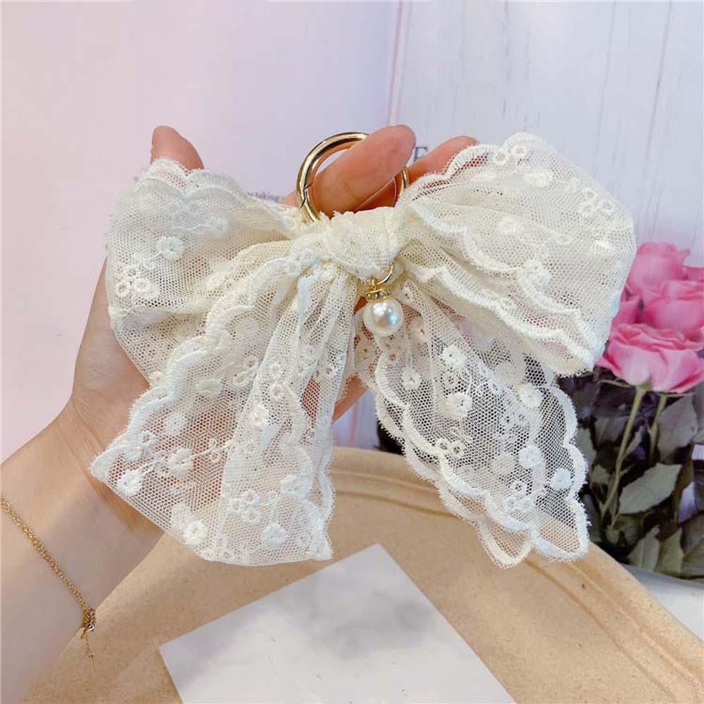 Elegant Sweet Key Ring Ornament Car Key Accessories Creative Lace Bow Pendant  Backpack
