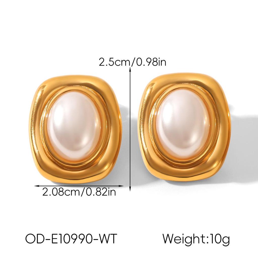 Retro Edelstahl 18k Gold Ohrringe: Nicht verblassende Titan-Ohrstecker, INS-Stil Leichter Luxusschmuck für Frauen