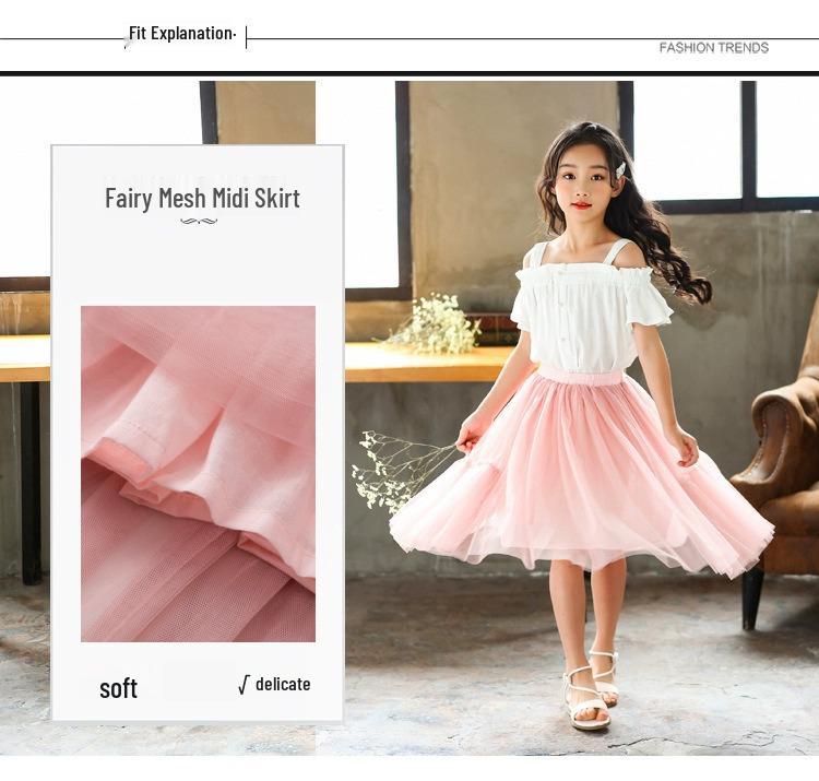 Girls' Summer Mesh Tulle Skirt - Kids' Cross-Border Fashion