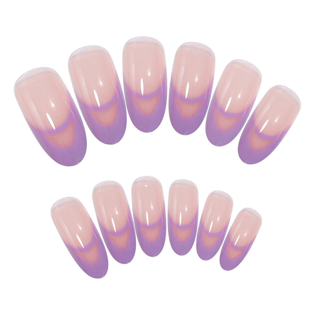 Lavender Simple Double French Wear Nail Art Finished Fake Nail Art Nail Art Patch Nail Art Patch Nail Patch