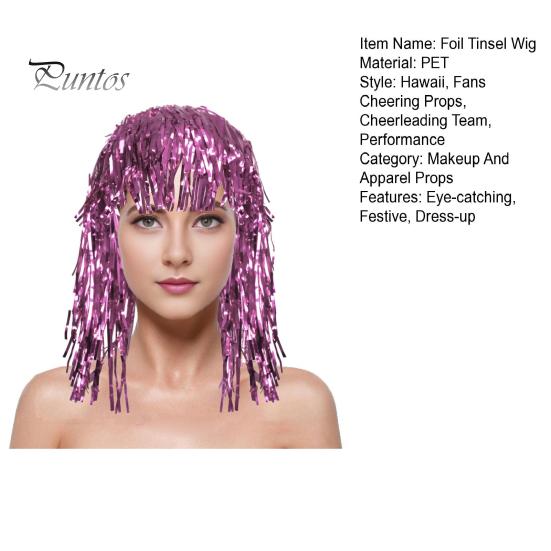 Easy-to-Use Wig Foil Tinsel Wigs for Adults Fancy Dress Party Shiny Metallic Masquerade Disco Hat Photo Booth Prop Cosplay Supplies Memorable Moments