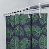 Modern Tropical Palm Leaves Shower Curtain Green Navy Blue Water-Resistant Fabric For Bathroom Decorations Easy Hanging Rod Incl