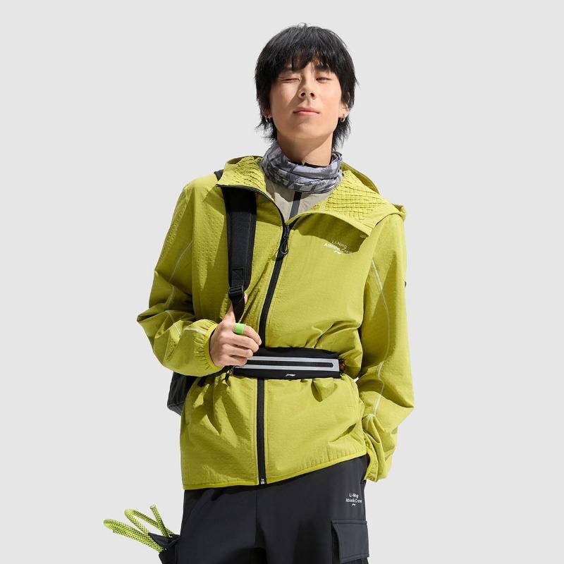 Li Ning Fitness Series Outdoor Cycling Camping Windproof Fleece Adaptive Temperature Control Warm Hooded Windbreaker Men Outerwear AFDU925-4