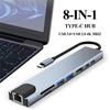 8-in-1 USB-C Hub Typ C Erweiterung HDMI-kompatibler Adapter Laptop-Konverter mit RJ45 SD-Kartenleser PD Schnelllader für Macbook