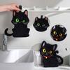 Black Cat Embroidered Hand Towel, Coral Fleece Super Absorbent Quick-Dry Hanging Bathroom and Kitchen Finger Towel