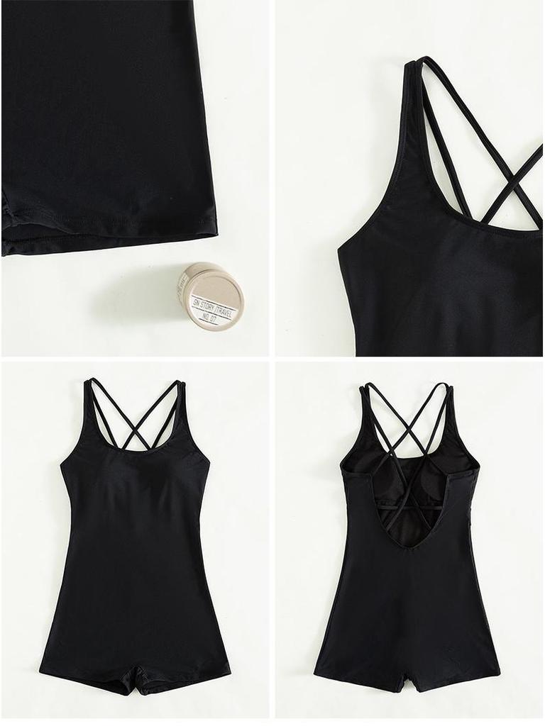 2025 Women's Sexy Backless Skirt-Pant Swimsuit - European & American Style, Conservative, Flat Leg Design