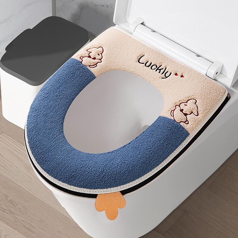 Thick Zipper Style Toilet Seat Cushion for Autumn and Winter