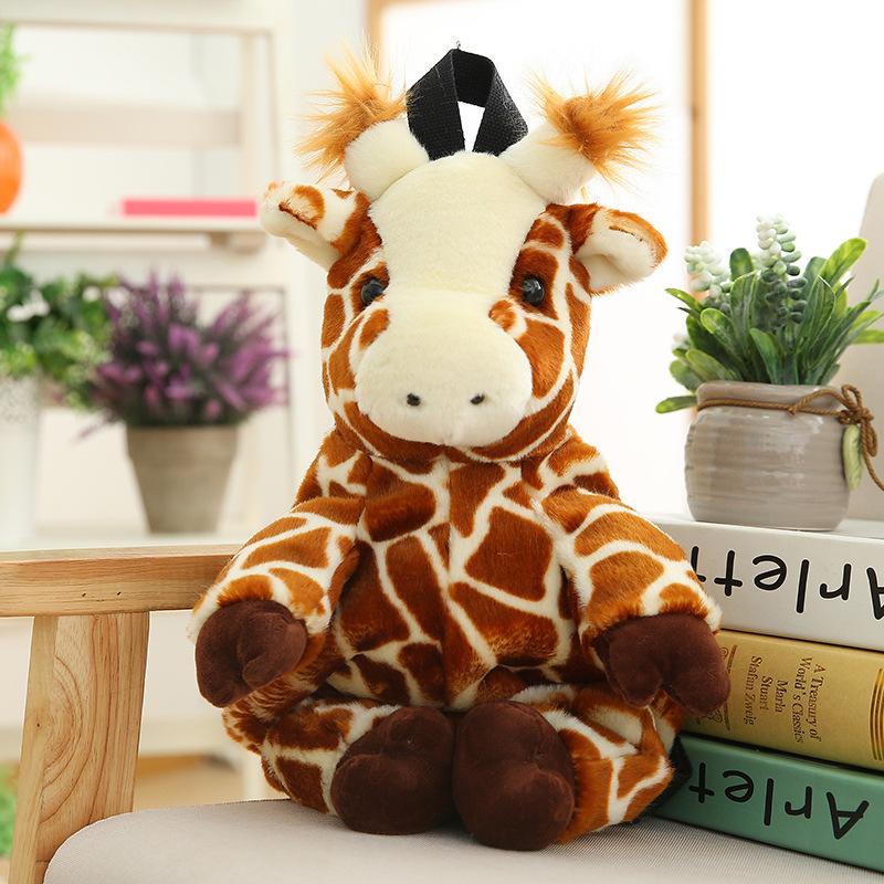Sac à dos en peluche dessin animé animal 40cm Animal de zoo rembourré Sac à double épaule Portefeuille Sac de courses Peluche Cadeau 40cm backpack