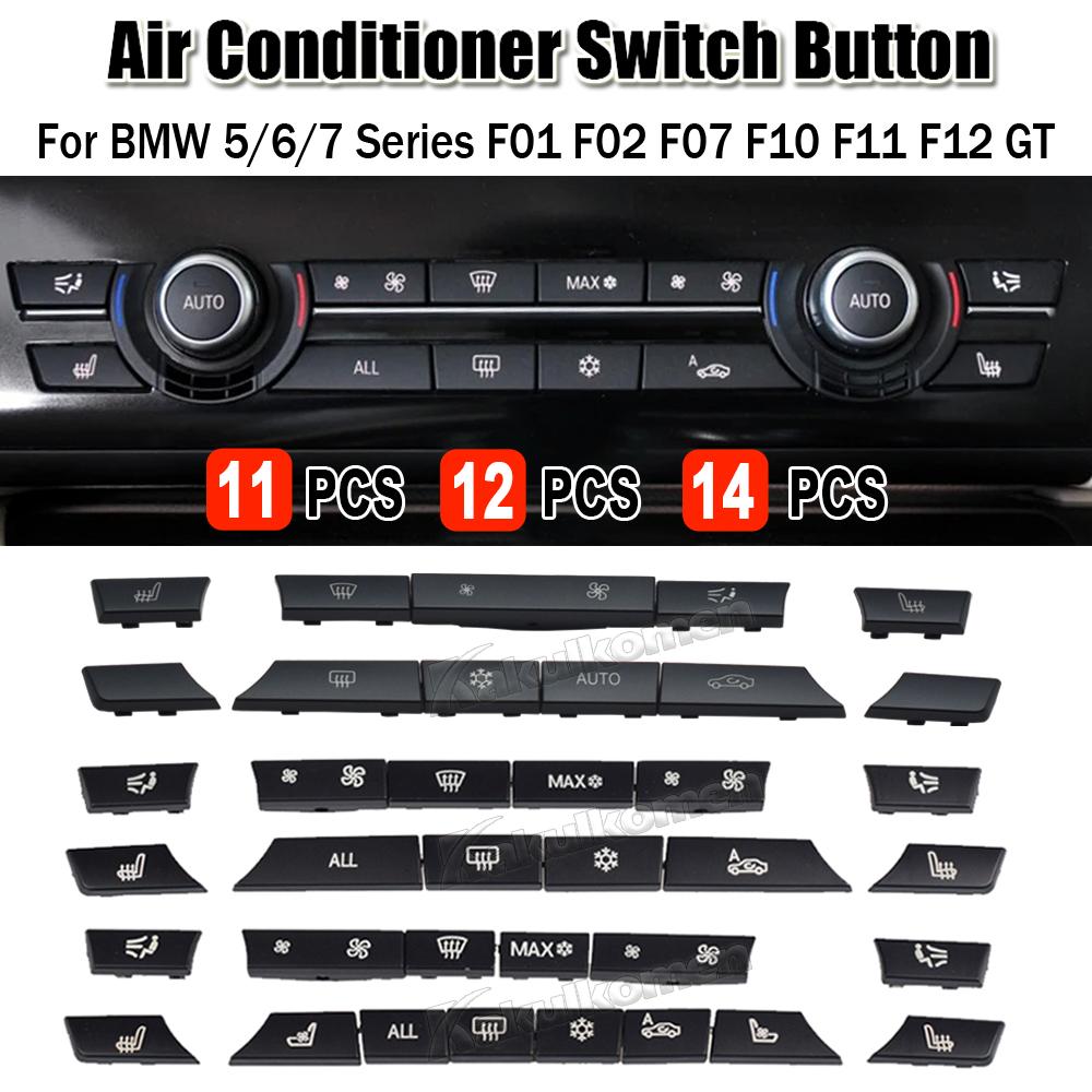 11/12/14pcs Car Heater Climate Control A/C Air Conditioning Switch Fan Button Cover For BMW 5 6 7 Series X5 X6 F10 F12 F01 F02