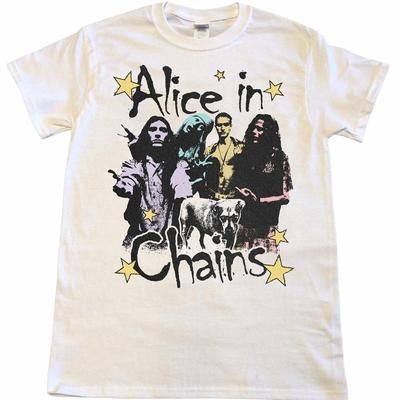 Alice In Chains Band Rare Design White Short Sleeve  Vtg S-5XL Unisex T-Shirt