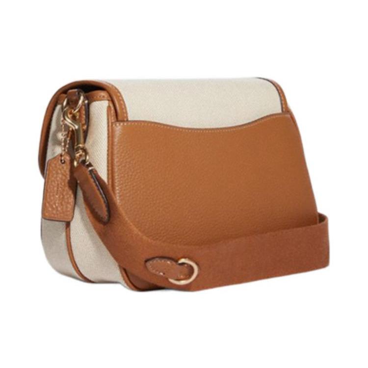 Ny COACH Lucy Stoff med Kuskinn Skulderveske Crossbody-veske Liten Størrelse Dame Beige & Brun CA622-IMNAM