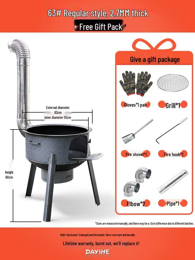Portable Outdoor Camping Firewood Stove - Large Pot and Child Ground Pot Compatible
