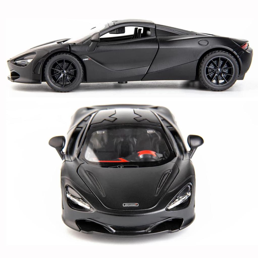 1:32 McLaren 720S Spielzeugmodellauto, Auto zum Zurückziehen aus Zinklegierung mit Ton und Licht und geöffneter Karosserietür, Spielzeugauto für Kinder, Jungen, Mädchen, Geschenk