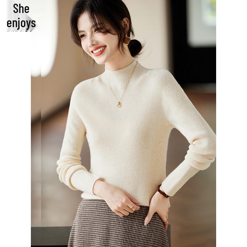 Women's 100% Wool Half-High Collar Sweater