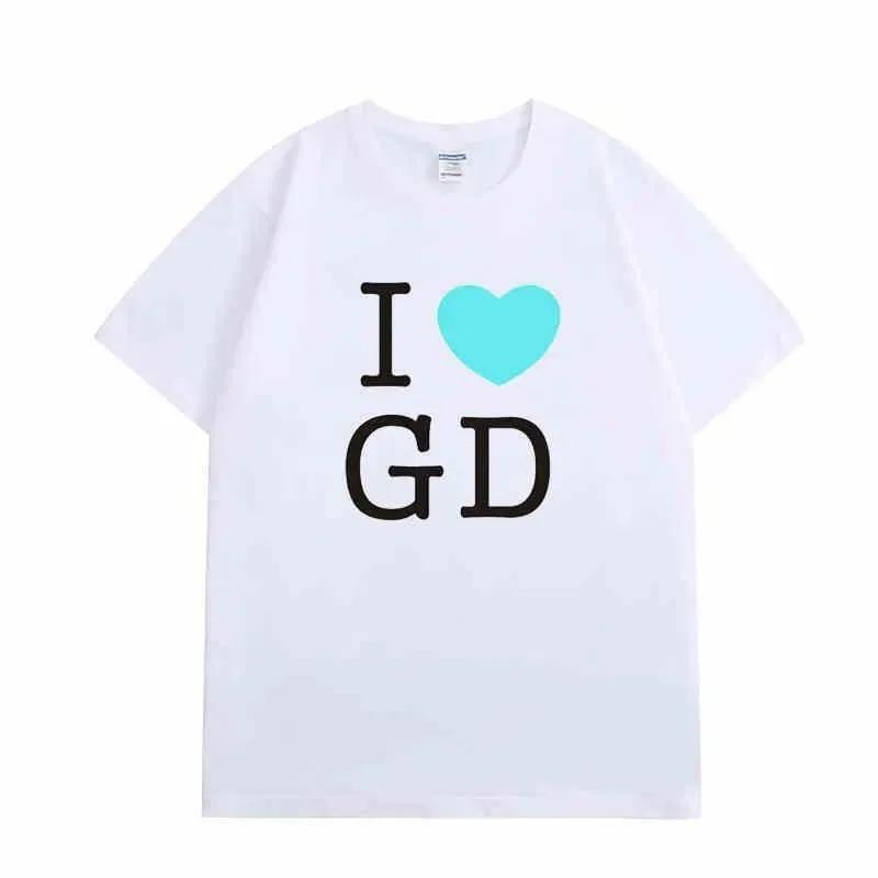 Léto 2025 Nové I LOVE GD Ploché tričko 100% Bavlna Krátký rukáv Ležérní tričko Potisk písmen Pamětní koncertový merch tričko