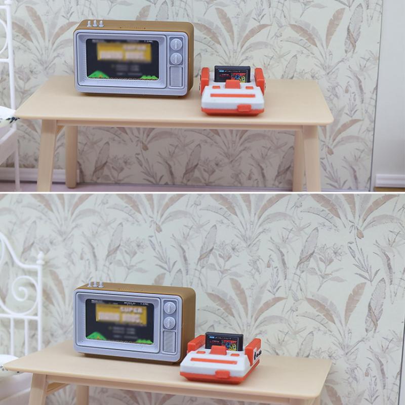 1 Piece 1/12 Dollhouse Simulation Miniature Nostalgic Tv Game Console Model Living Room Scene Decoration Doll Accessories Toys