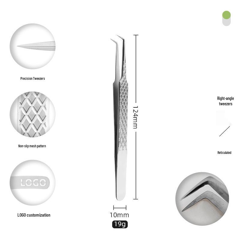 Golden Feather Stainless Steel Eyelash Tweezers for Grafting and Extensions