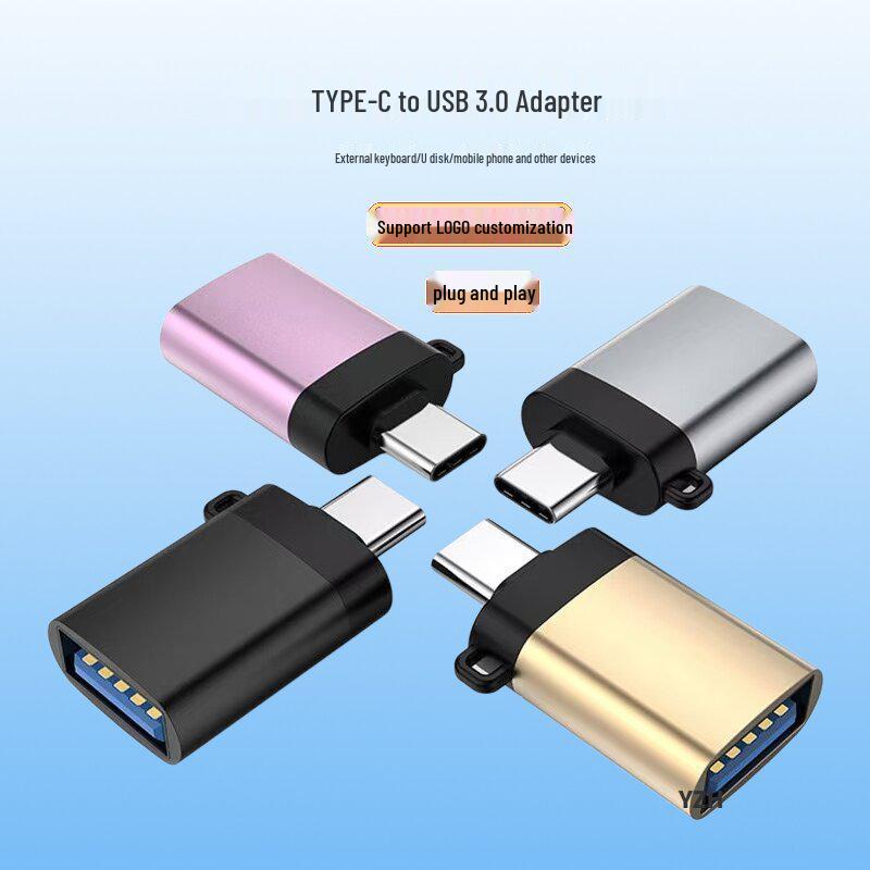 

Type-C to USB 3.0 Adapter for Mobile Phones, Mice, Keyboards, Data Transfer, OTG Conversion Silver with Lanyard