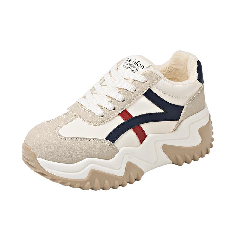 Fleece sports Forrest Gump shoes women's 2025 new versatile student running foreign style white shoes trendy warm casual shoes