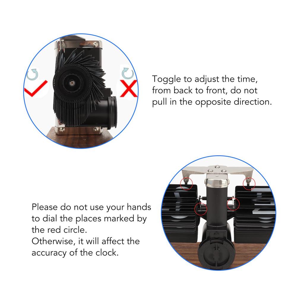 Ceas cu clapetă automat Retro Simplu Ceas de birou Picior unic Oțel inoxidabil Mecanism cu cuarț Ceas cu clapetă Bază pătrată din nuc