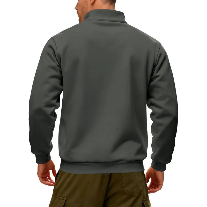 Winter Fleece Heavy Sweatshirts Loose Outdoor Men's Warm Half Zipper Stand-Up Collar Pullover Sports Hoodie Men