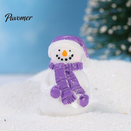 Christmas Tree Mini Decorations 2Pcs Snowman Figurines, Winter Tiny Resin Decoration, Xmas Micro Handmade Craft Embellishments Landscape Ornament