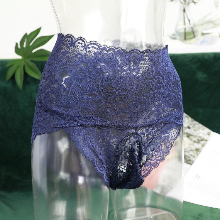 Hohe Taille Spitze Unterwäsche Herren, mit jj Set Unterwäsche, Tasche integriert ultra-dünn transparent Sex Slips