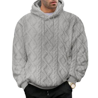 American Style Sweatshirt Men's Velvet Autumn Winter Casual High Street Jacquard Double-sided Velvet Hooded Pullover Sweatshirt