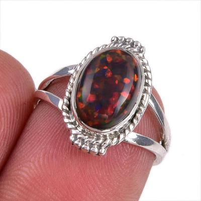 Natural Ethiopian Opal Gemstone 925 Solid Sterling Silver Jewelry Ring S.6 f0R18