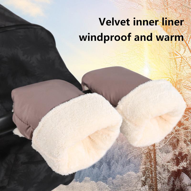 Stroller Gloves Winter Windproof Warm Simple Style Universal Fleece-Lined And Thickened Outdoor Accessories