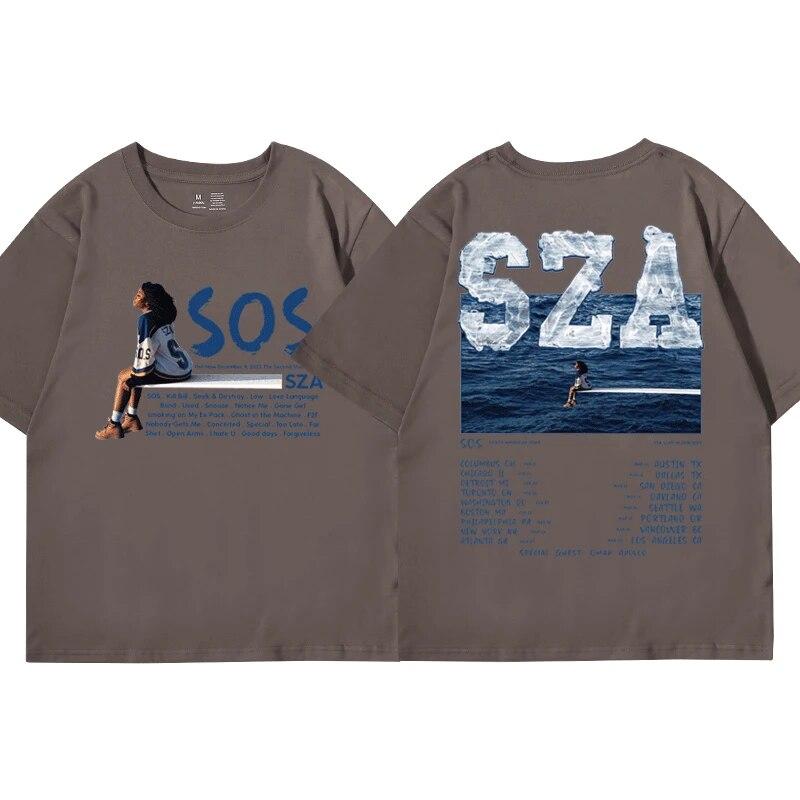 Nové hudební album 2023 SOS SZA Grafické tričko Unisex Dámská Móda Vintage trička Hip Hop Tričko Harajuku Streetwear Krátký rukáv