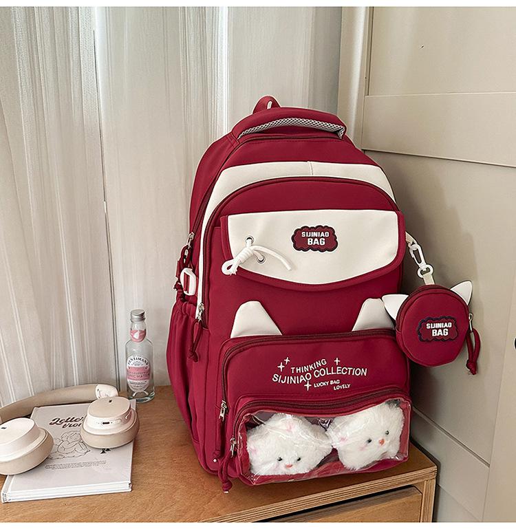 Schoolbag new high-value Japanese college style fresh and sweet contrasting color splicing backpack junior high school students lightweight backpack