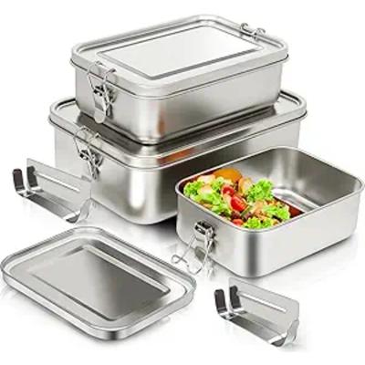Grote Roestvrijstalen Lunchbox met Compartimenten School Picknick Draagbare Bento Box Herbruikbare Metalen Voedselopslag Container
