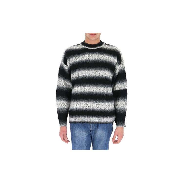 WE11DONE Knitted Striped Pullover Round Neck Long Sleeve Sweater Unisex Sweater Black WD-KT9-20-008-U-BLACK