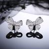 Romantic Bowknot Women Stud Earrings Full Paved Shiny Crystal Zircon Delicate Girl Accessories Fashion  Jewelry