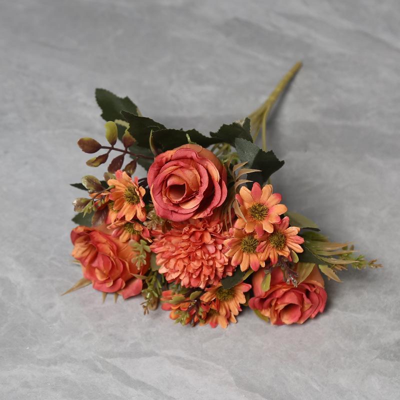 European Style Silk Rose Artificial Flower Bouquet for Home Décor and Weddings