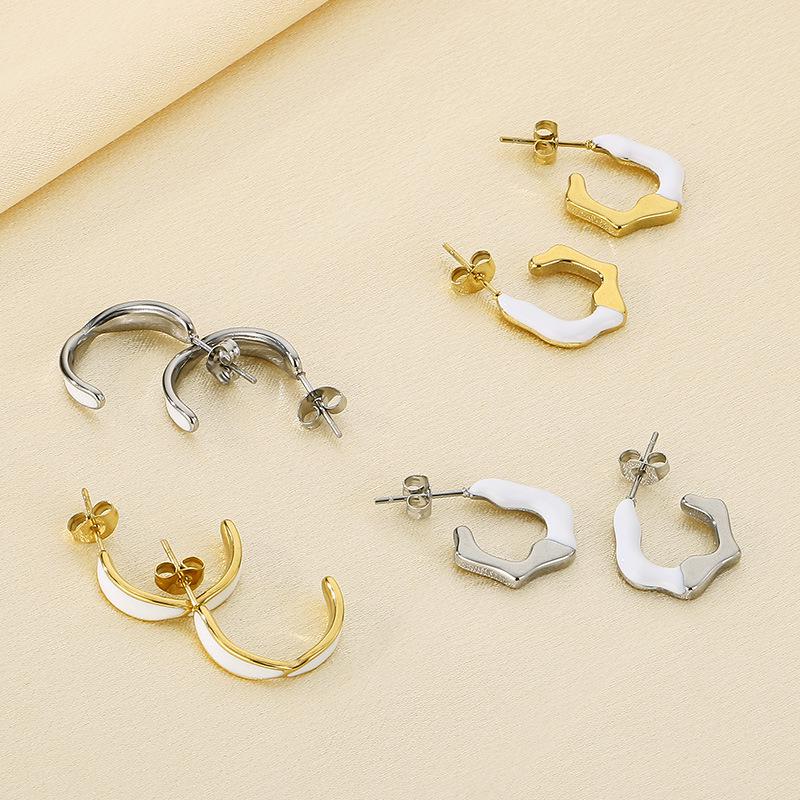 

Elegant C-Shaped Stainless Steel Geometric Earrings for Women