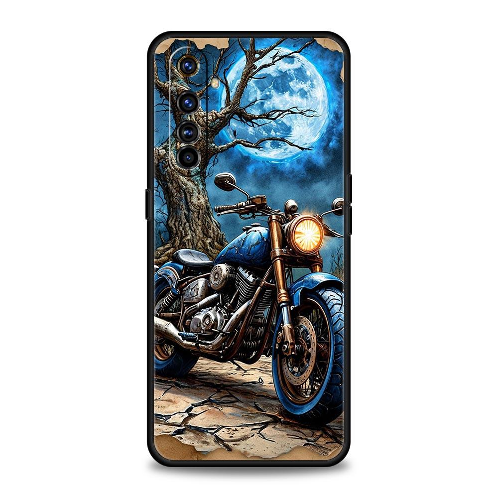 Colors Vintage Motorcycle Painted Case For Realme C67 C63 C55 C53 C35 C25 C21 GT 2 3 5 6 10 11 12 13 Pro 5G Soft TPU Phone Cover