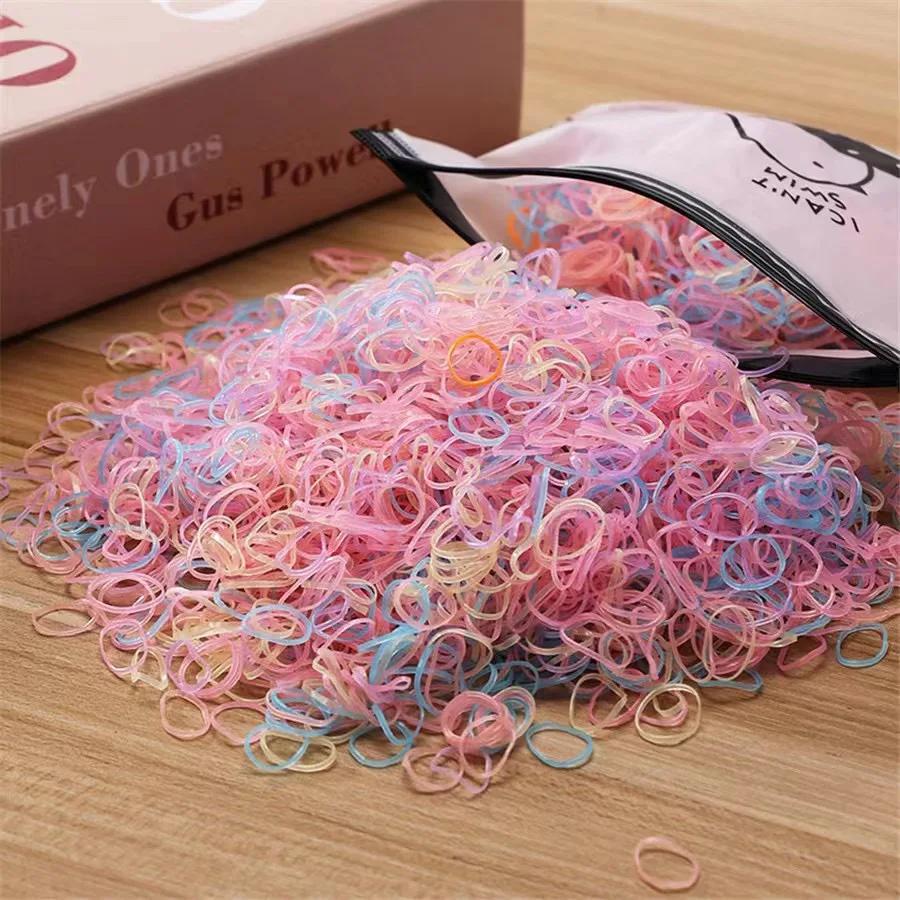 1000 Stück Bunte Kleine Einweg-Haargummis Scrunchie Mädchen Elastisches Gummiband Pferdeschwanzhalter Haaraccessoires Haargummis