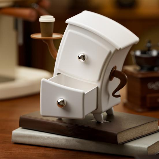 Dual Drawer Storage Box Cartoon Design Decorative Organizer Keys Jewelry Cosmetics Stationery Entryway Desktop Organizer