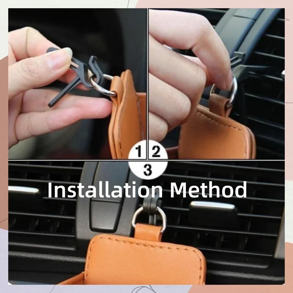 1pc Car Air Outlet Storage Bag - Leather Dashboard Organizer for Phone, Keys, Sunglasses - Keep Vent Area Tidy