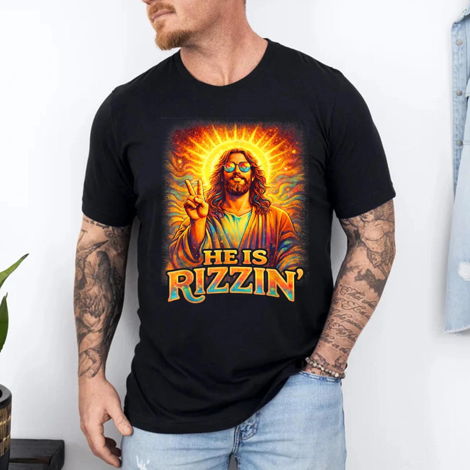 Easter He is Rizzin Christian Religious Boys Men Teen T shirt S