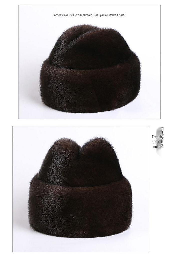 Waterproof Mink Fur Hat for Elderly Men - Thickened Winter Cotton Grandpa's Hat