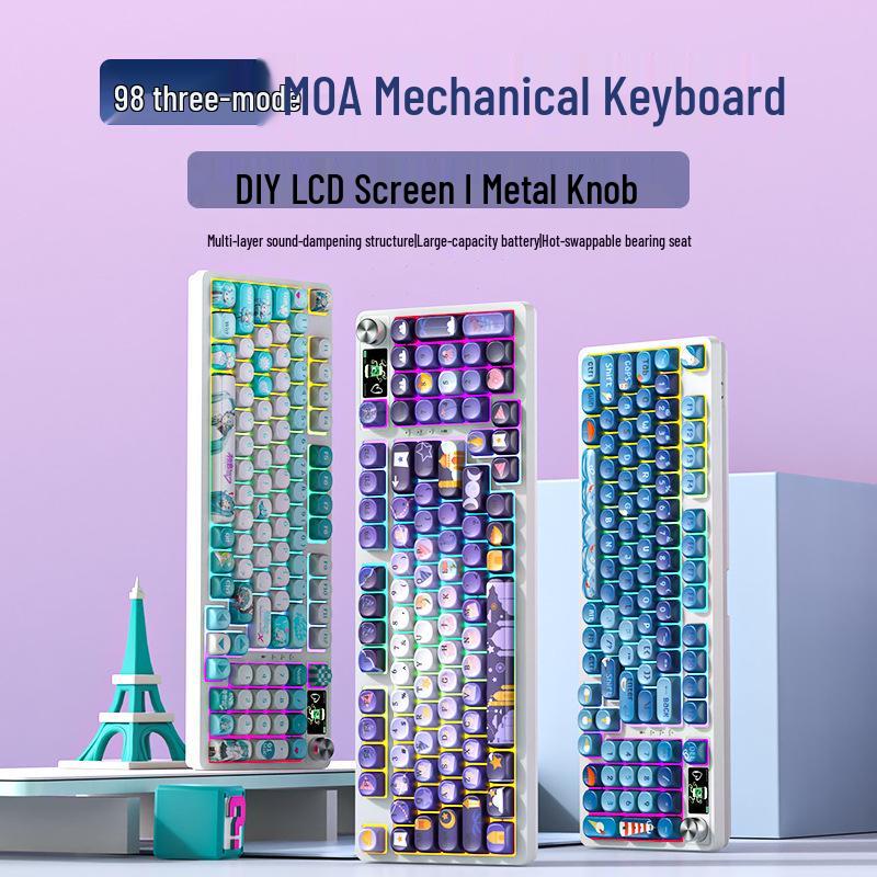 98-Key RGB Wireless Bluetooth Triple-Mode Mechanical Keyboard - Gaming, Esports & Office Customization Screen