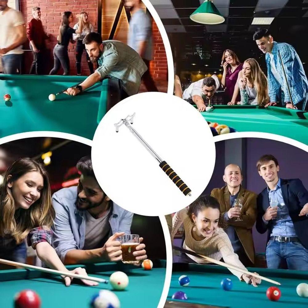 Stainless Steel Telescopic Billiards Pool Cue Removable Bridge Head Anti-Slip Retractable Billiard Bridge Stick Golden