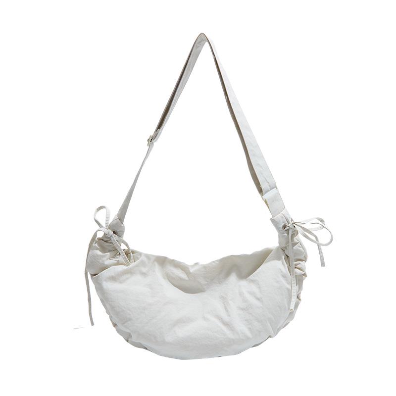

2025 New Fashion Pleated Dumpling Bag: Versatile, Casual Large Capacity Shoulder & Crossbody Bag белый