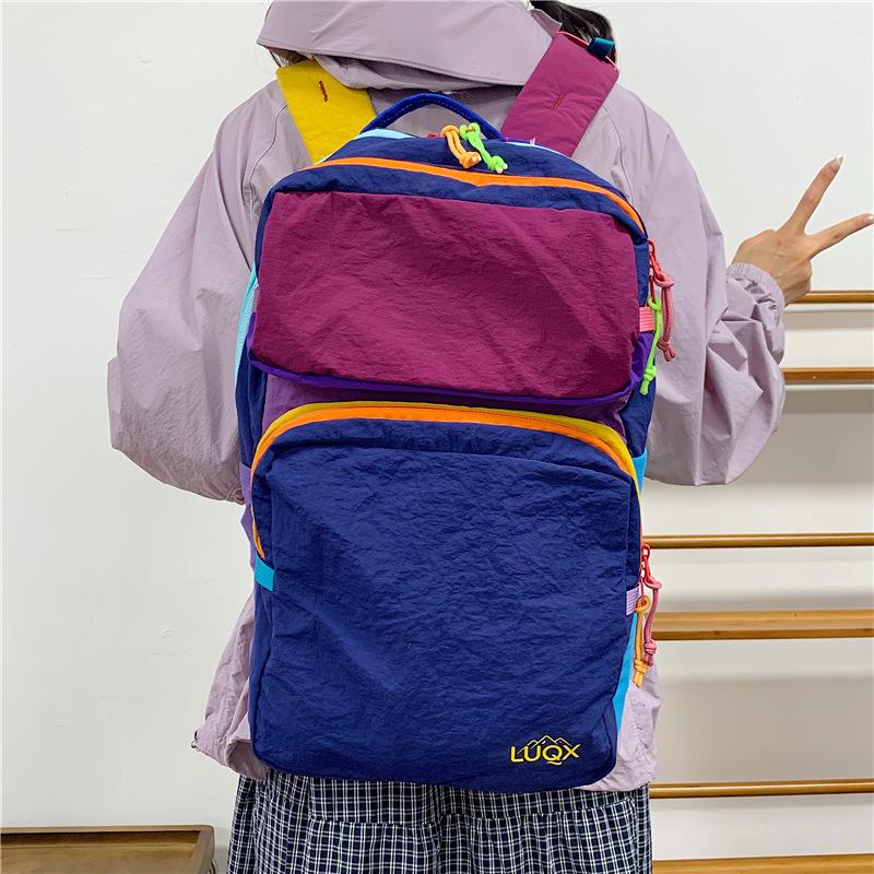 Schoolbag Student Backpack Casual Large Capacity Lightweight Dopamine Color Travel Business Travel Backpack Rainbow Backpack New