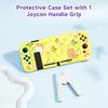1 Piece Orange Cat and Flower Protective Case with 1 Gamepad Grip for Switch NS/Oled, Drop and Scratch Resistant